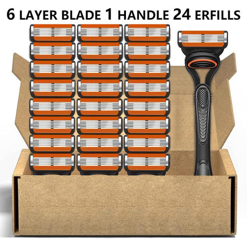 Men’s Razor Blade Refills Set – 48/24 Pack with Handle